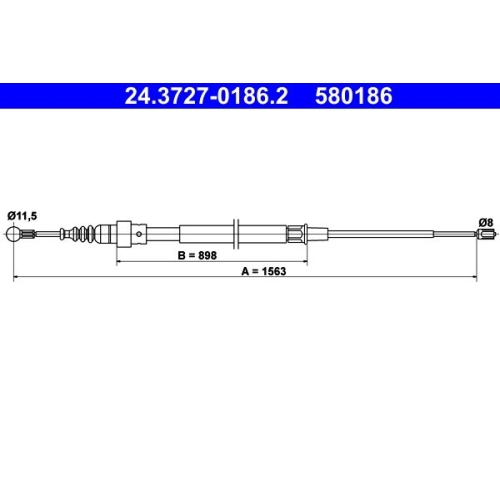 Seilzug, Feststellbremse ATE 24.3727-0186.2 für VAG, hinten