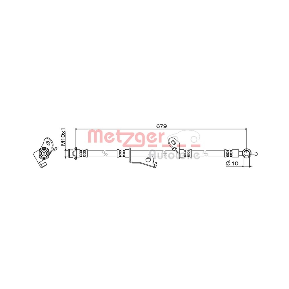 Bremsschlauch METZGER 4111887 für TOYOTA, Vorderachse rechts