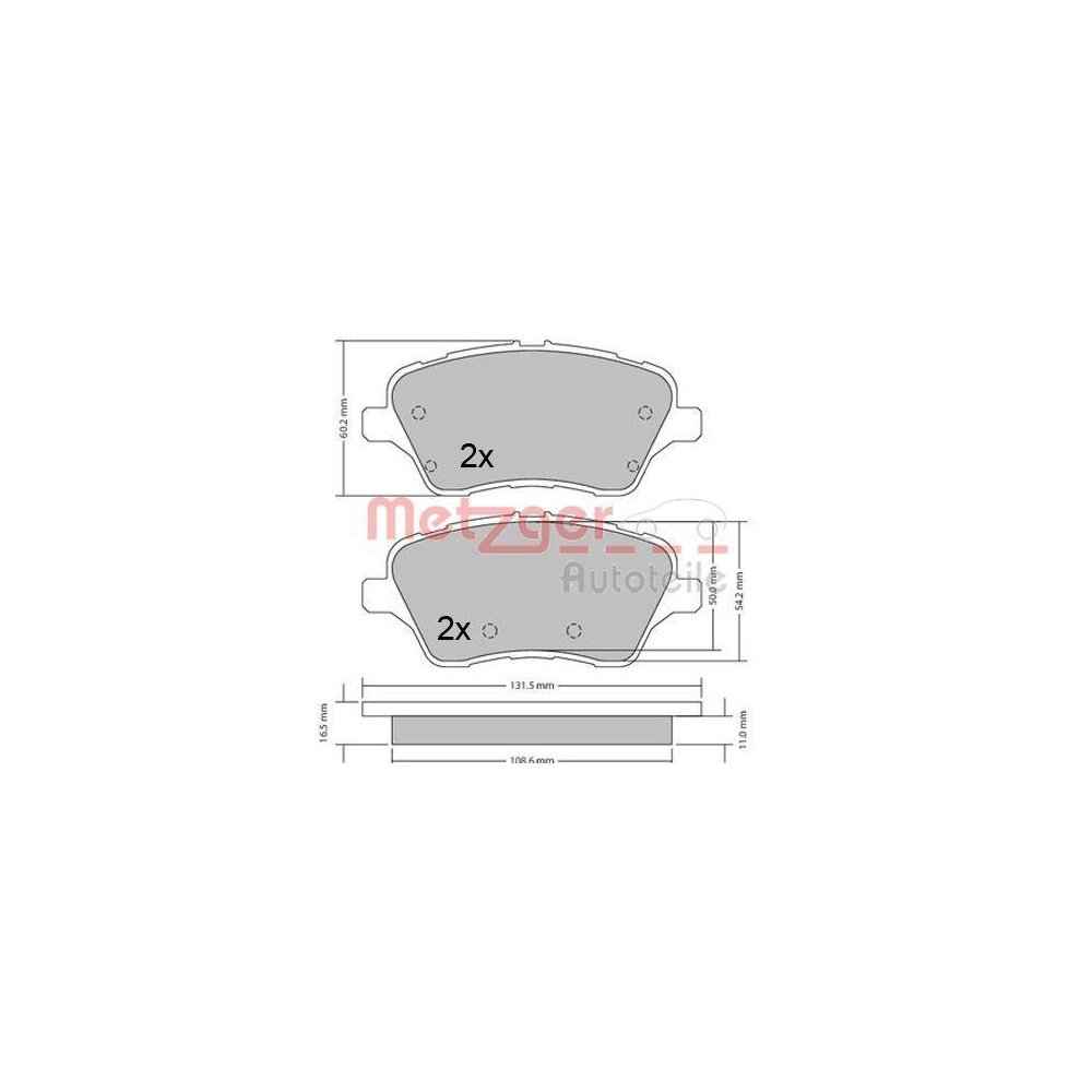 Bremsbelagsatz, Scheibenbremse METZGER 1170640 für FORD, Vorderachse