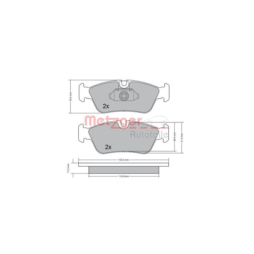 Bremsbelagsatz, Scheibenbremse METZGER 1170177 für BMW, Vorderachse