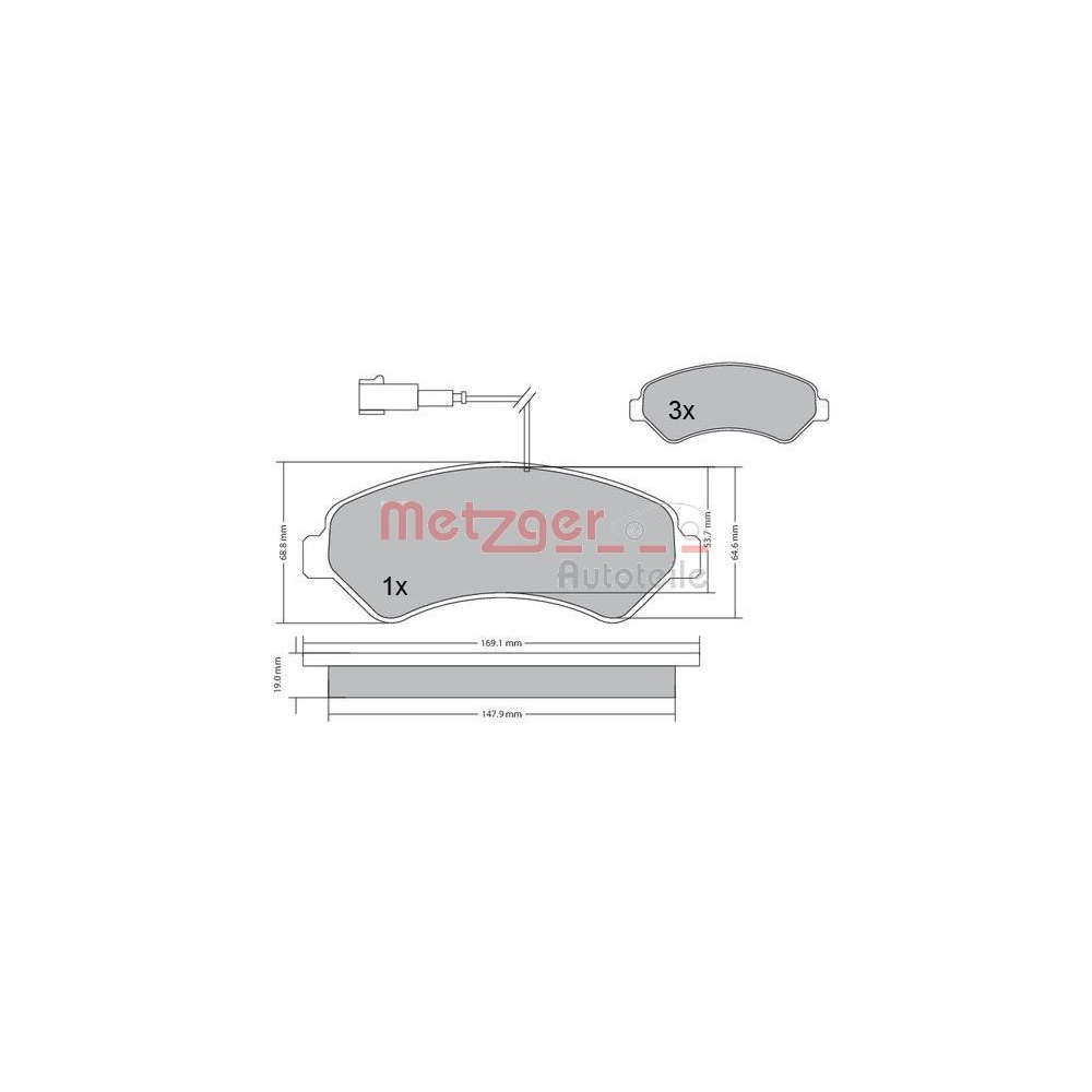 Bremsbelagsatz, Scheibenbremse METZGER 1170248 für CITROËN FIAT PEUGEOT