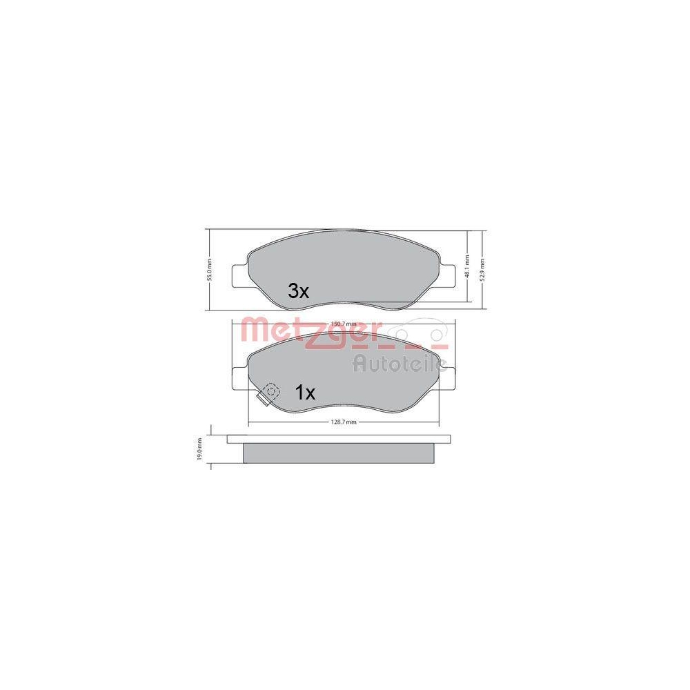 Bremsbelagsatz, Scheibenbremse METZGER 1170655 für OPEL, Vorderachse