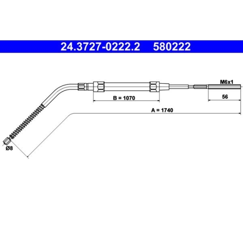 Seilzug, Feststellbremse ATE 24.3727-0222.2 für BMW, hinten