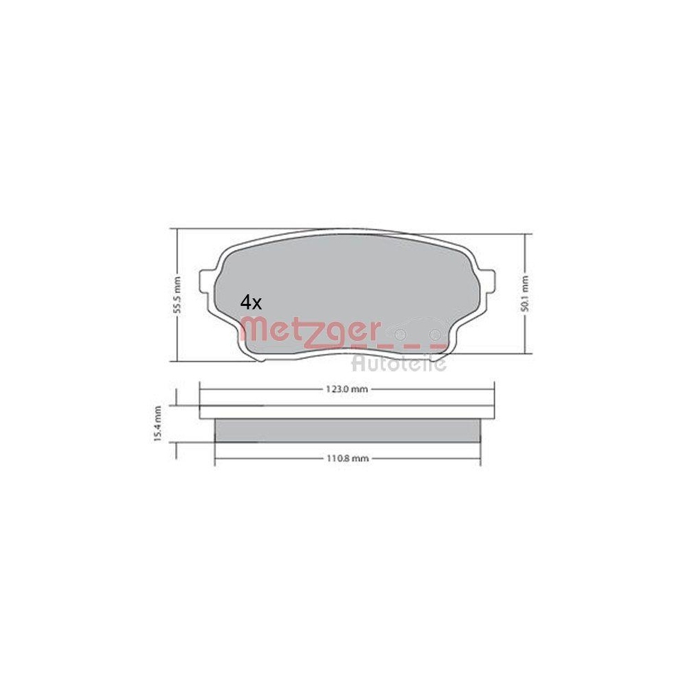 Bremsbelagsatz, Scheibenbremse METZGER 1170669 für SUZUKI, Vorderachse