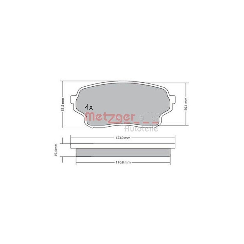 Bremsbelagsatz, Scheibenbremse METZGER 1170669 f&uuml;r SUZUKI, Vorderachse