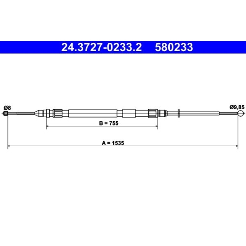Seilzug, Feststellbremse ATE 24.3727-0233.2 für BMW, hinten