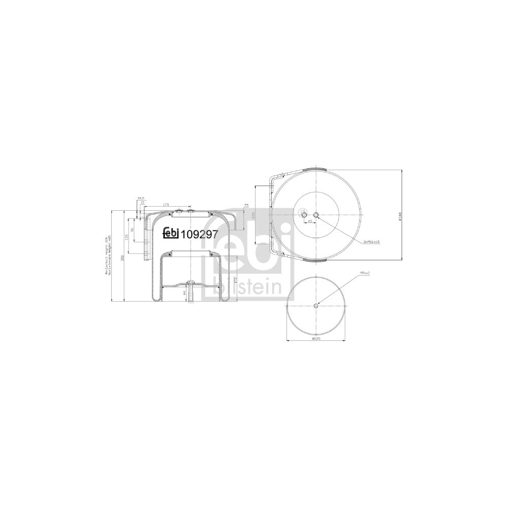 Febi Bilstein 109297 Luftfederbalg mit Stahlkolben und Kolbenstange, 1 Stück