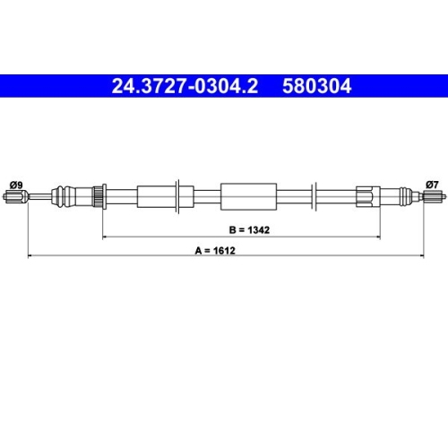 Seilzug, Feststellbremse ATE 24.3727-0304.2 für CITROËN PEUGEOT, hinten links