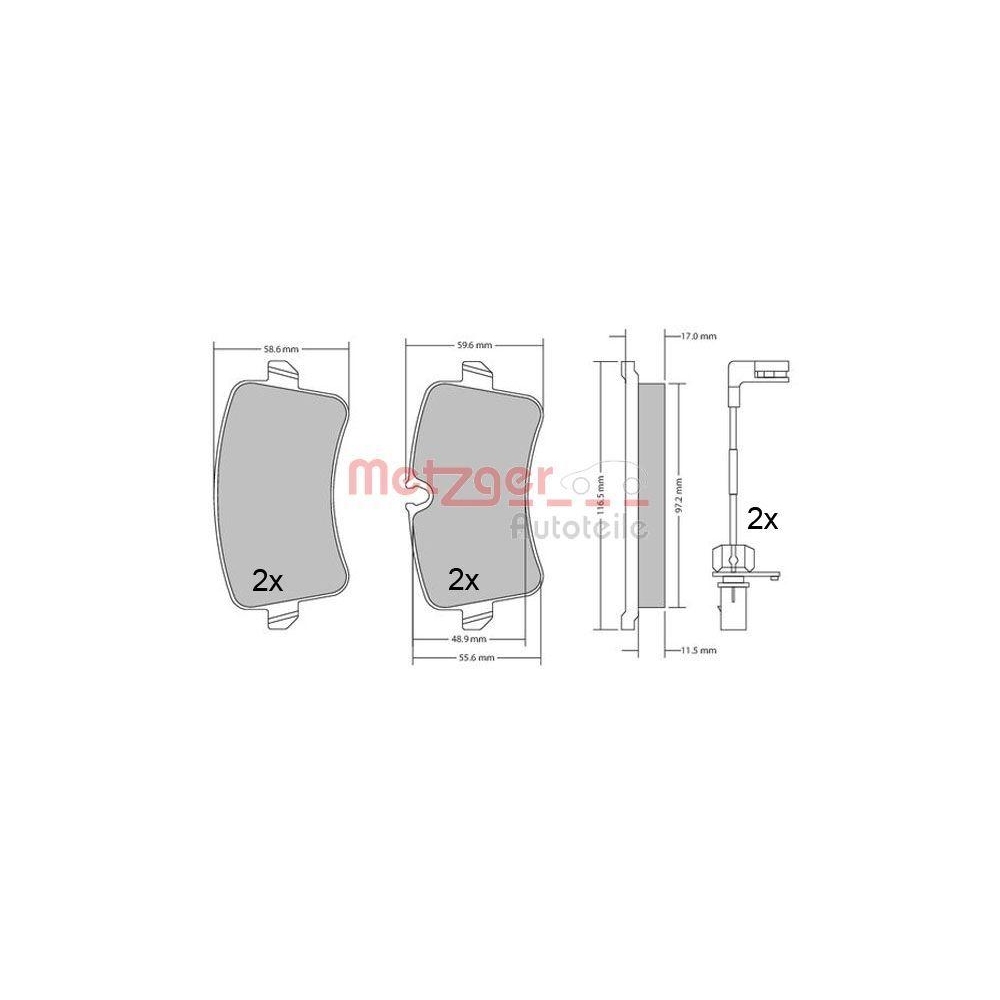 Bremsbelagsatz, Scheibenbremse METZGER 1170688 GREENPARTS für PORSCHE VAG