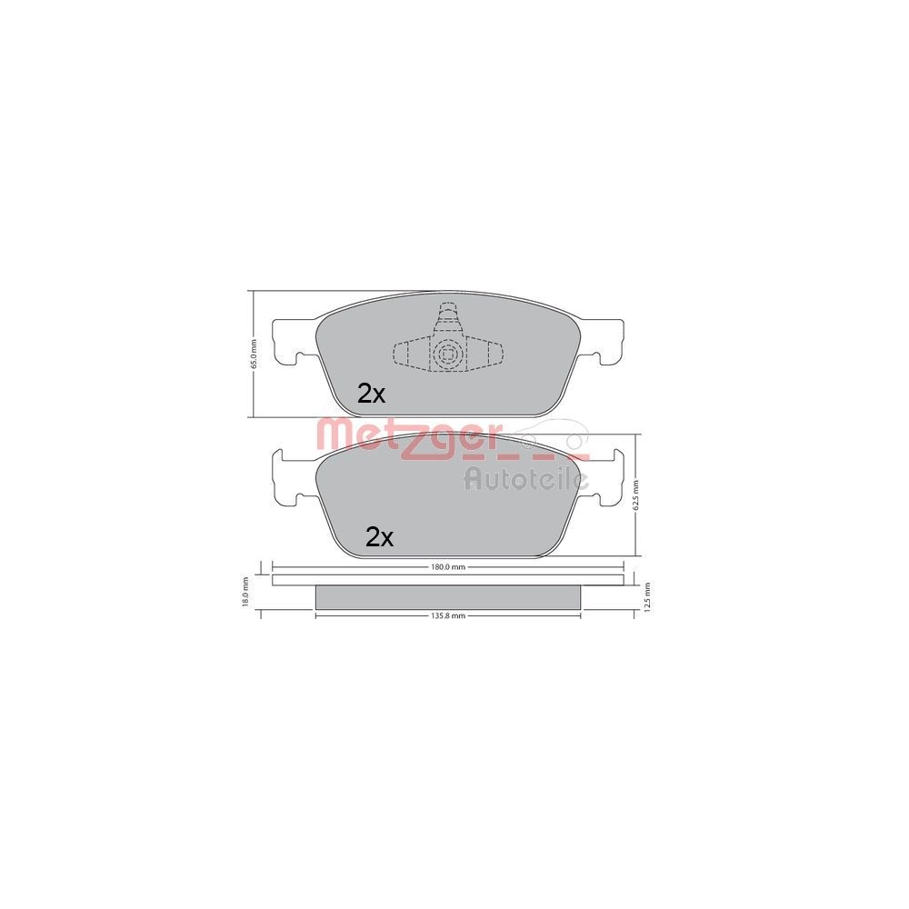 Bremsbelagsatz, Scheibenbremse METZGER 1170689 GREENPARTS für FORD, Vorderachse