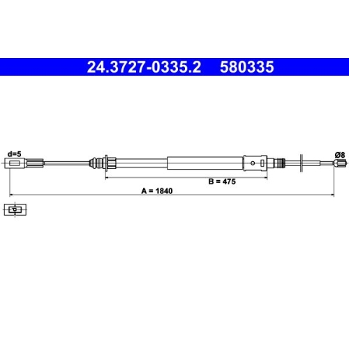 Seilzug, Feststellbremse ATE 24.3727-0335.2 für CITROËN, vorne