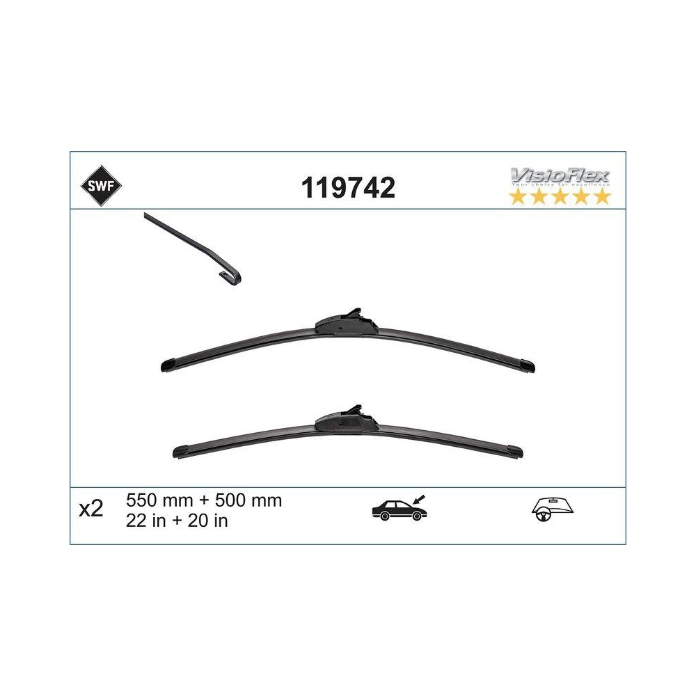 SWF VisioFlex Umrüstung (x2) Wischerblatt 119742
