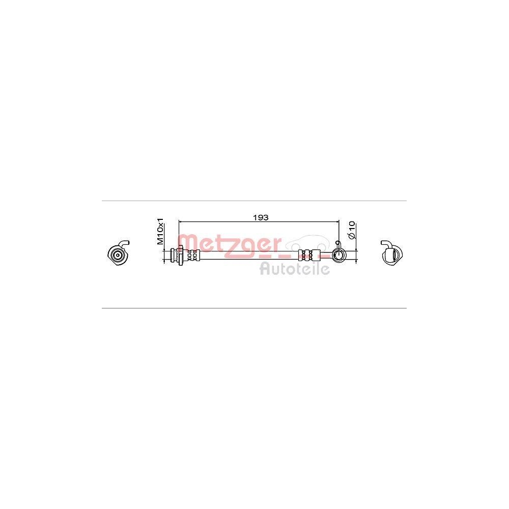 Bremsschlauch METZGER 4112005 GREENPARTS für NISSAN, Hinterachse links