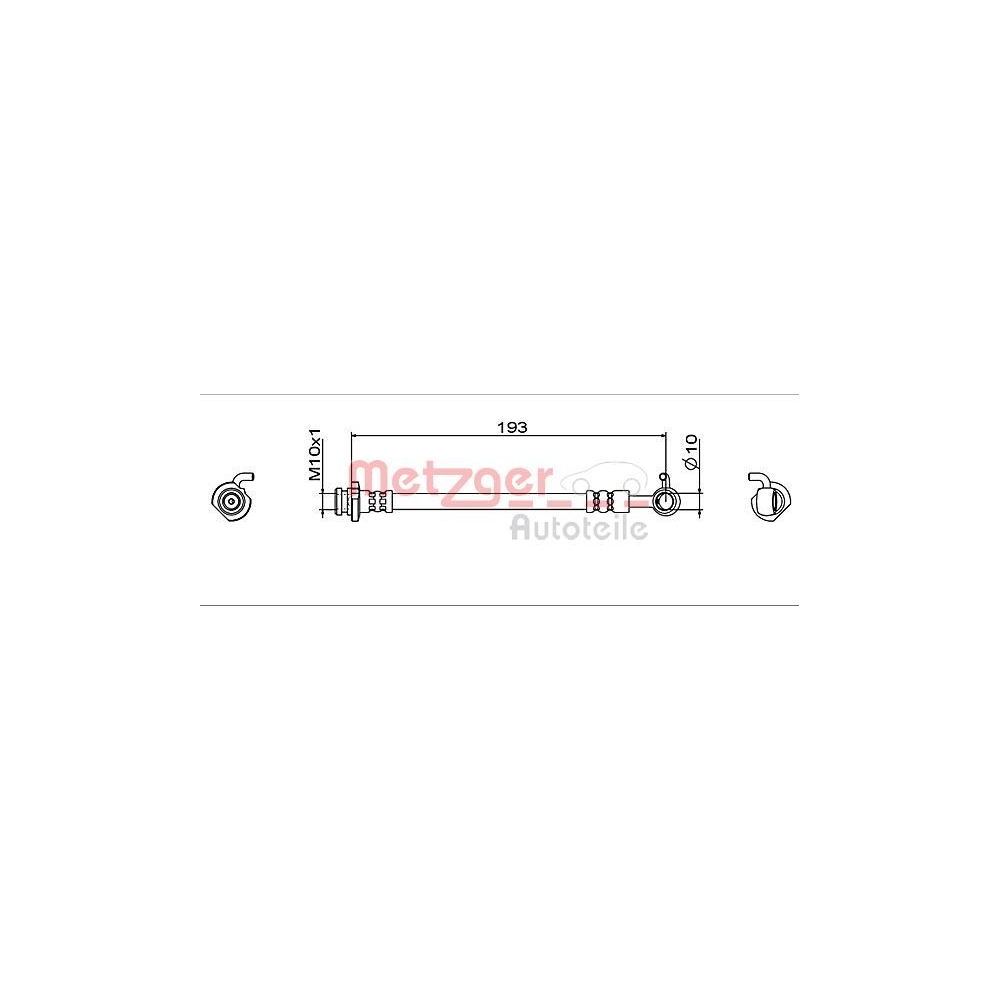 Bremsschlauch METZGER 4112005 GREENPARTS für NISSAN, Hinterachse links