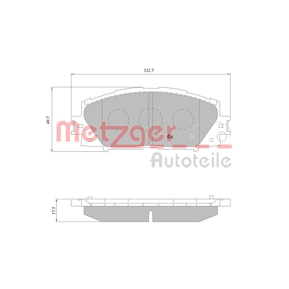 Bremsbelagsatz, Scheibenbremse METZGER 1170772 für TOYOTA, Vorderachse