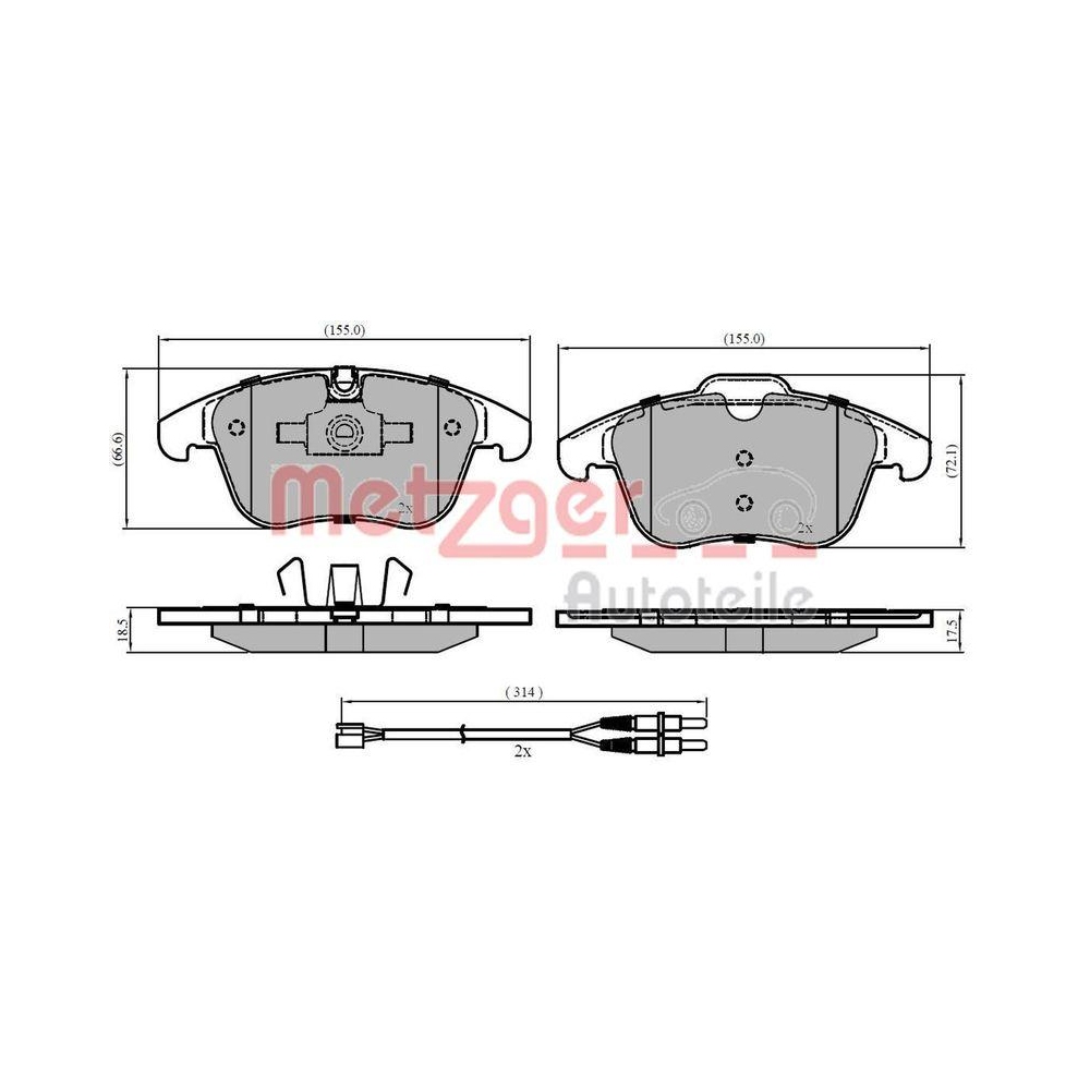 Bremsbelagsatz, Scheibenbremse METZGER 1170773 GREENPARTS für CITROËN PEUGEOT