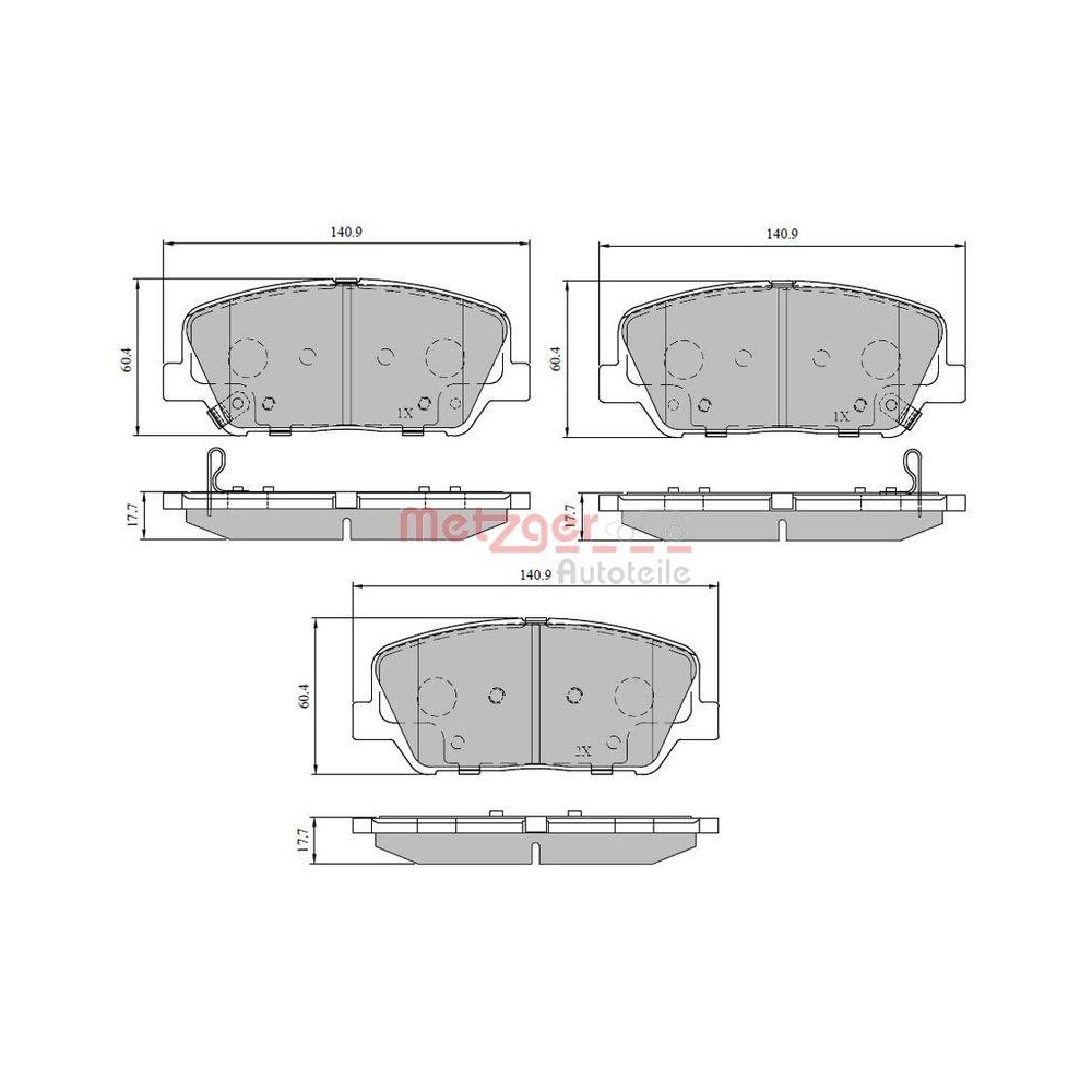 Bremsbelagsatz, Scheibenbremse METZGER 1170780 GREENPARTS für HYUNDAI KIA