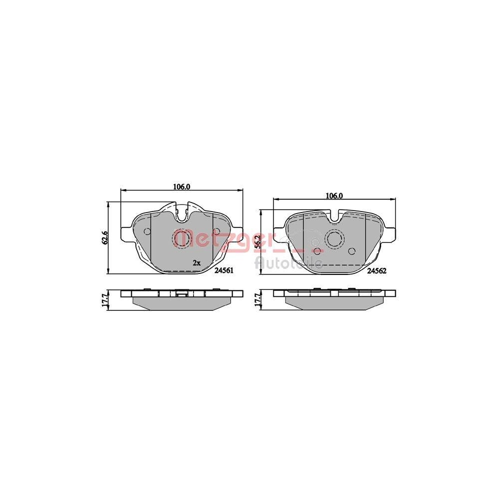 Bremsbelagsatz, Scheibenbremse METZGER 1170784 GREENPARTS für BMW, Hinterachse