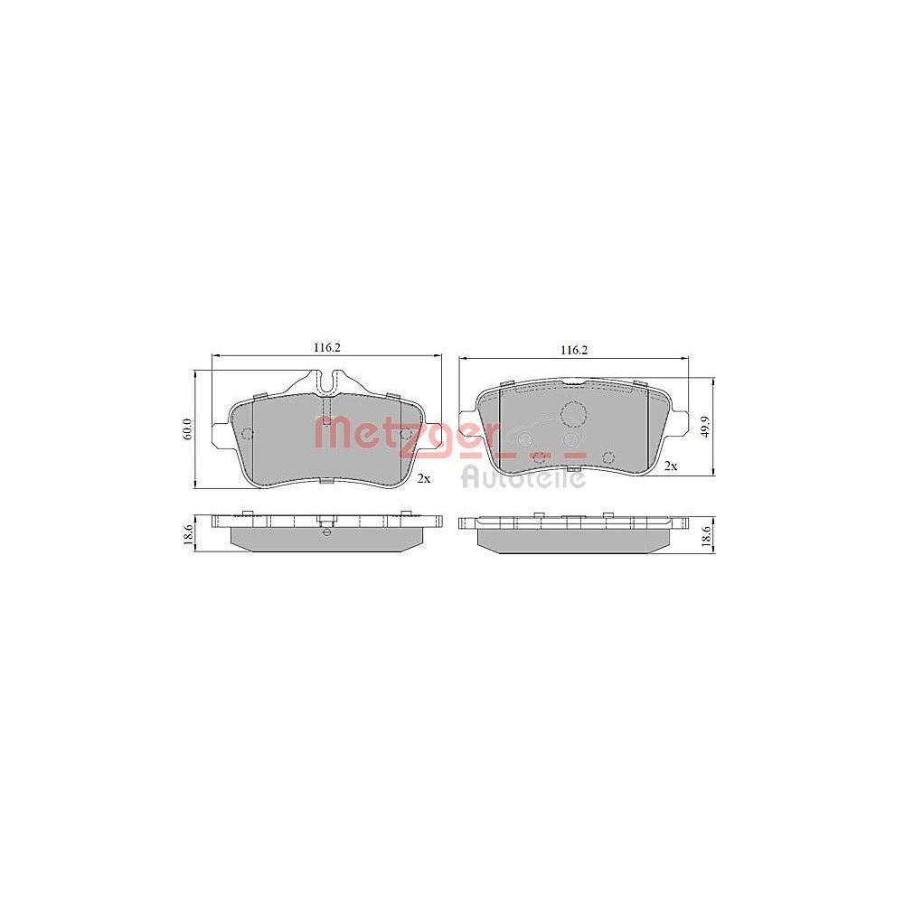 Bremsbelagsatz, Scheibenbremse METZGER 1170786 GREENPARTS für MERCEDES-BENZ