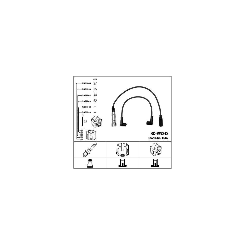 Zündleitungssatz NGK 8262 für, für Fahrzeuge mit Zündverteiler