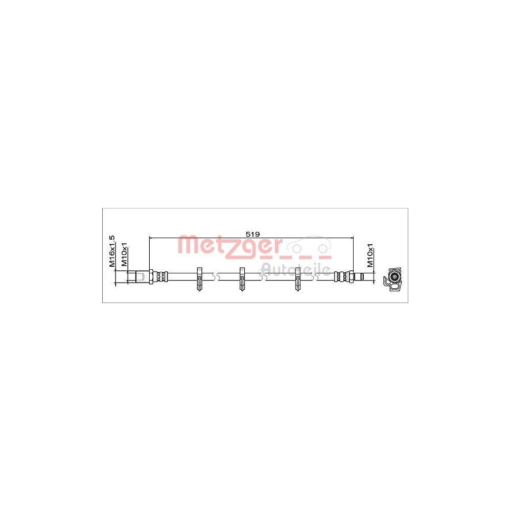 Bremsschlauch METZGER 4112047 GREENPARTS für IVECO, Hinterachse links