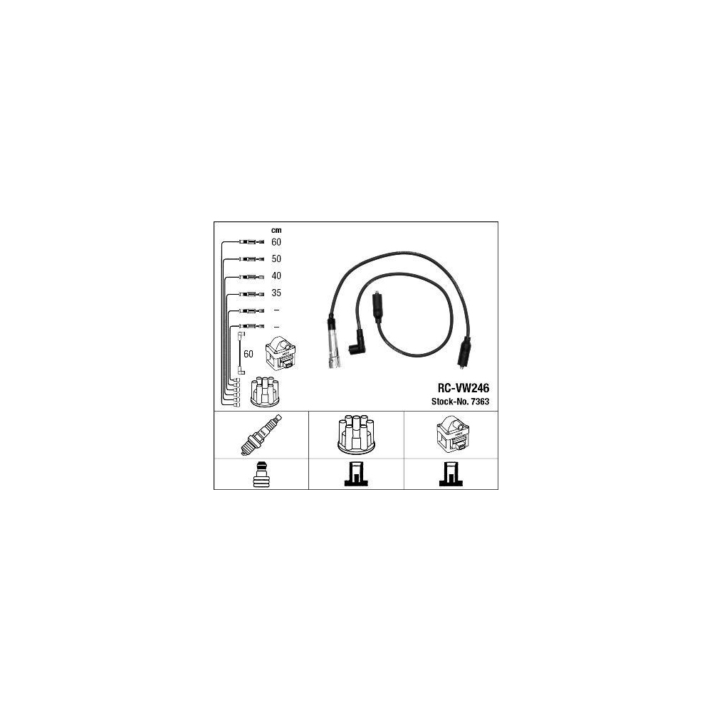 Zündleitungssatz NGK 7363 für, für Fahrzeuge mit Zündverteiler