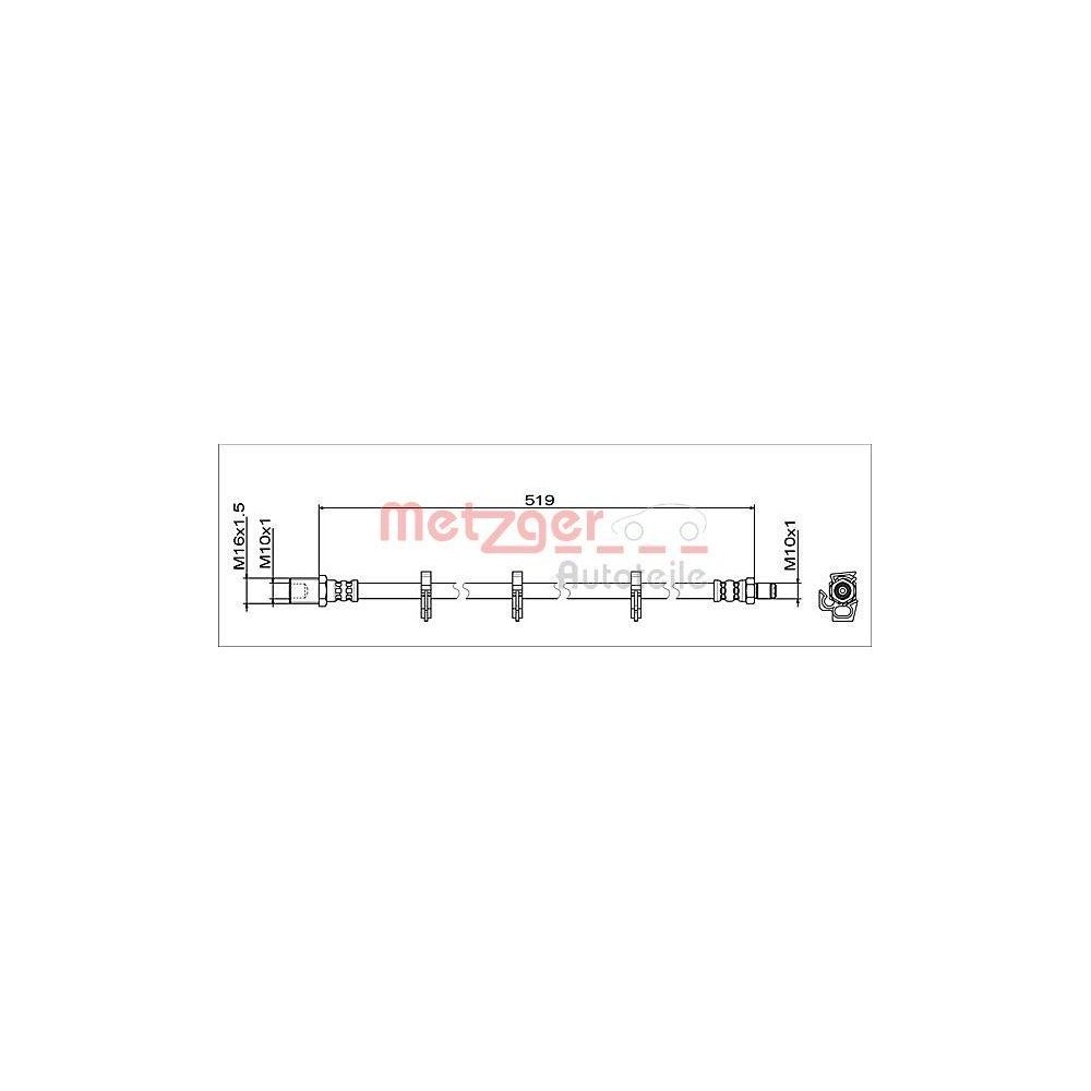 Bremsschlauch METZGER 4112047 GREENPARTS für IVECO, Hinterachse links