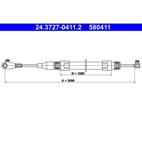 Seilzug, Feststellbremse ATE 24.3727-0411.2 für MERCEDES-BENZ, vorne