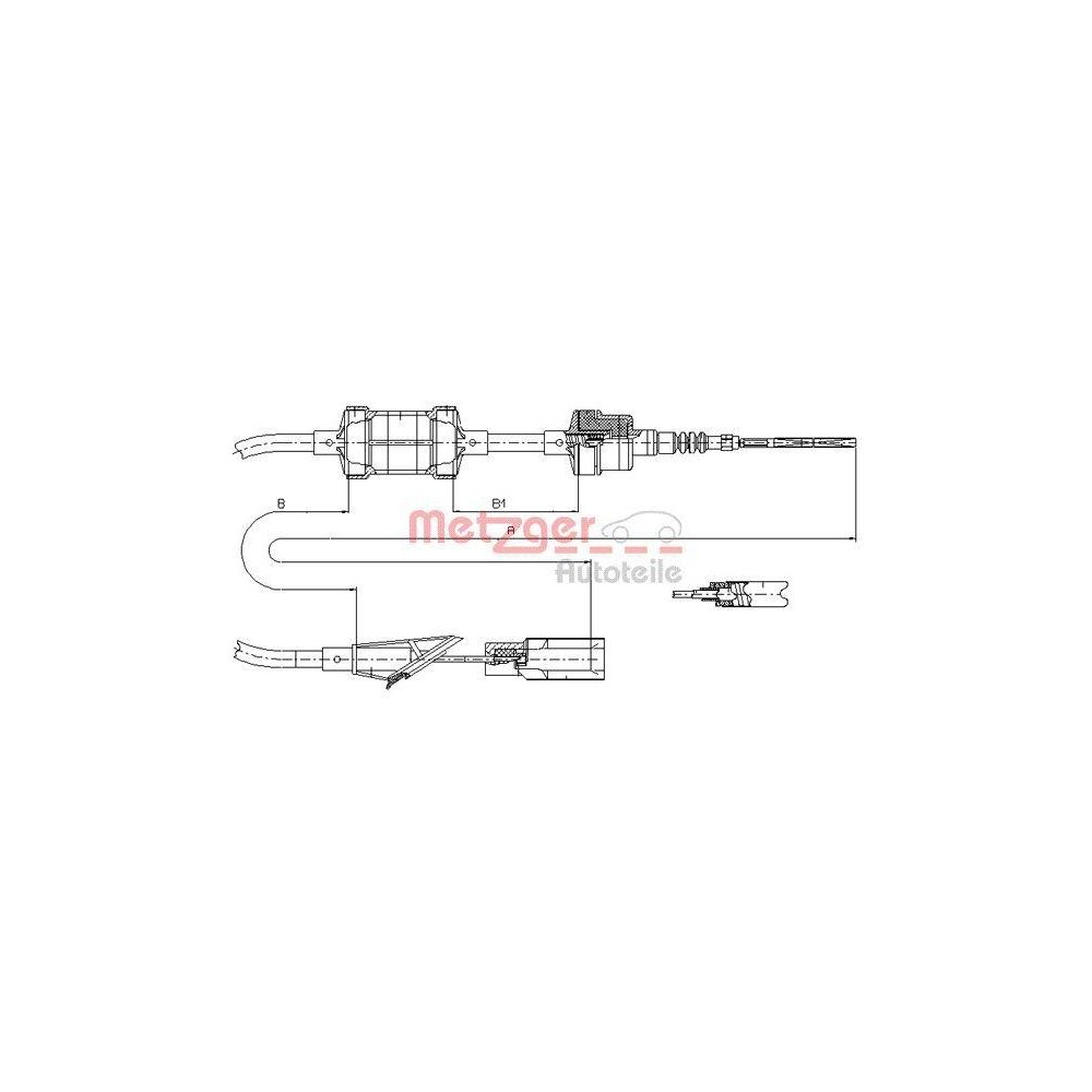 Seilzug, Kupplungsbetätigung METZGER 412.11 COFLE für FIAT, Vorderachse rechts
