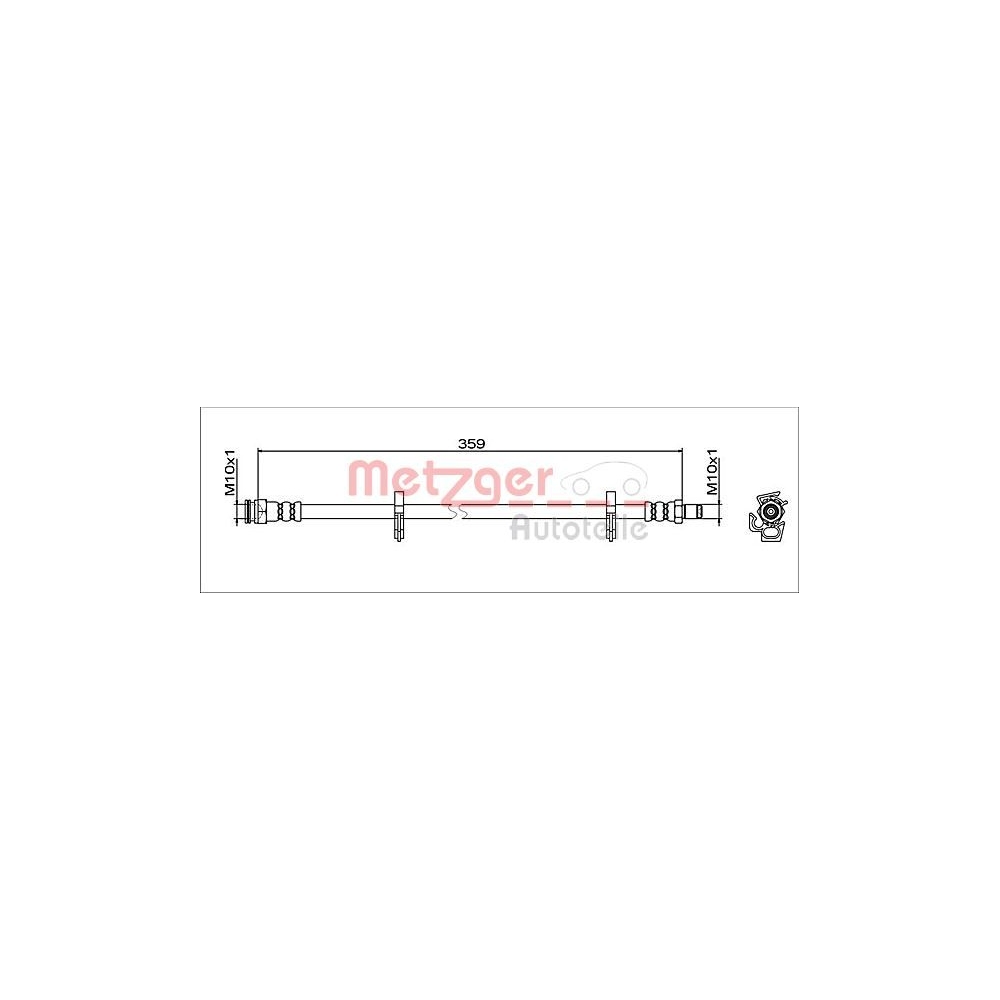 Bremsschlauch METZGER 4112051 GREENPARTS für IVECO, Vorderachse links