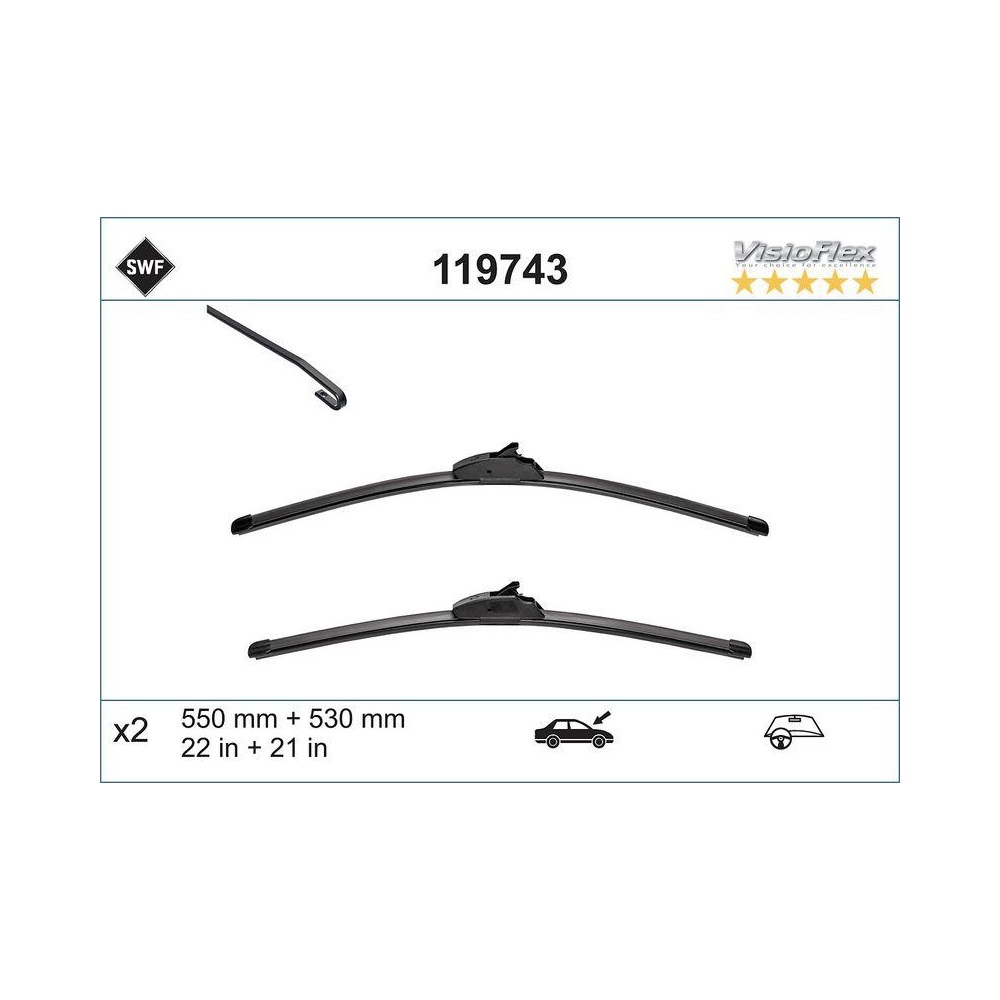 SWF VisioFlex Umrüstung (x2) Wischerblatt 119743