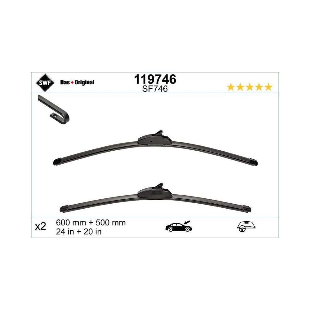 SWF Visioflex Umrüstung (x2) Wischerblatt 119746
