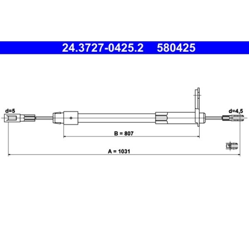 Seilzug, Feststellbremse ATE 24.3727-0425.2 für MERCEDES-BENZ, hinten rechts