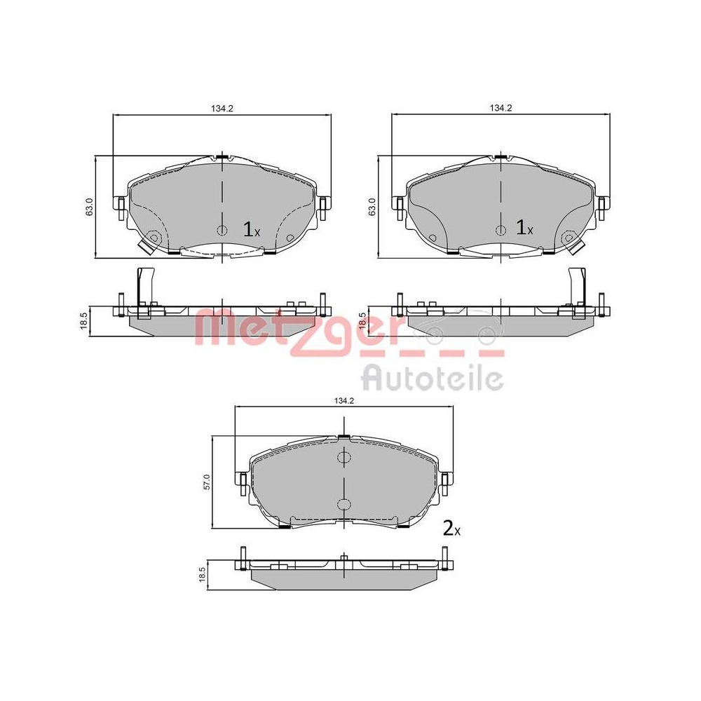 Bremsbelagsatz, Scheibenbremse METZGER 1170797 GREENPARTS für TOYOTA