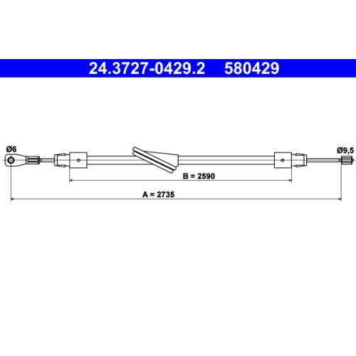 Seilzug, Feststellbremse ATE 24.3727-0429.2 für MERCEDES-BENZ, vorne