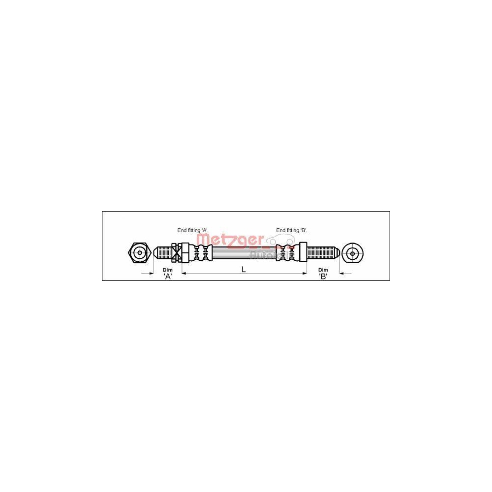 Bremsschlauch METZGER 4112102 für FORD, Hinterachse links