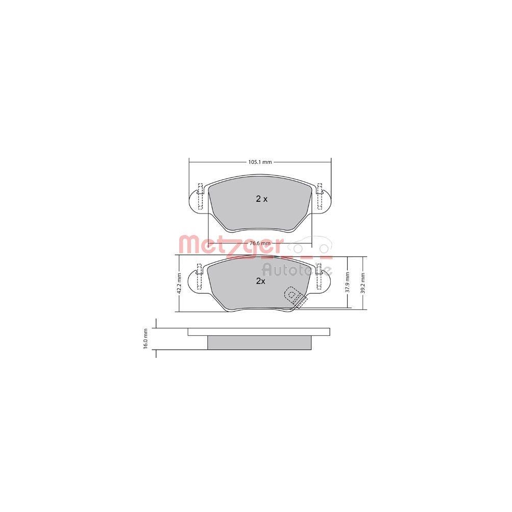 Bremsbelagsatz, Scheibenbremse METZGER 1170809 für OPEL, Hinterachse