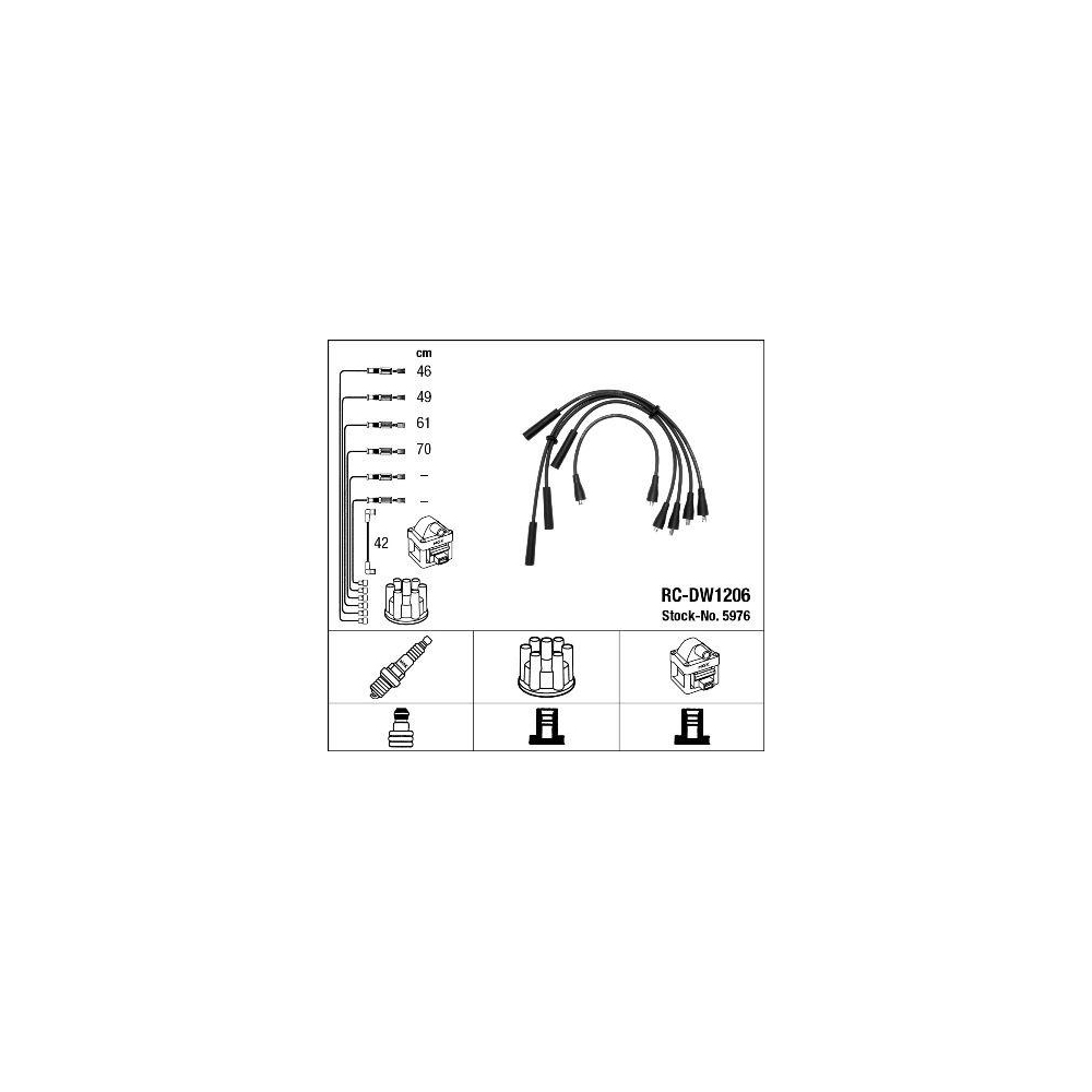 Zündleitungssatz NGK 5976 für FSO, für Fahrzeuge mit Zündverteiler