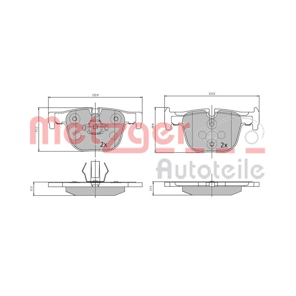 Bremsbelagsatz, Scheibenbremse METZGER 1170816 GREENPARTS für BMW, Hinterachse