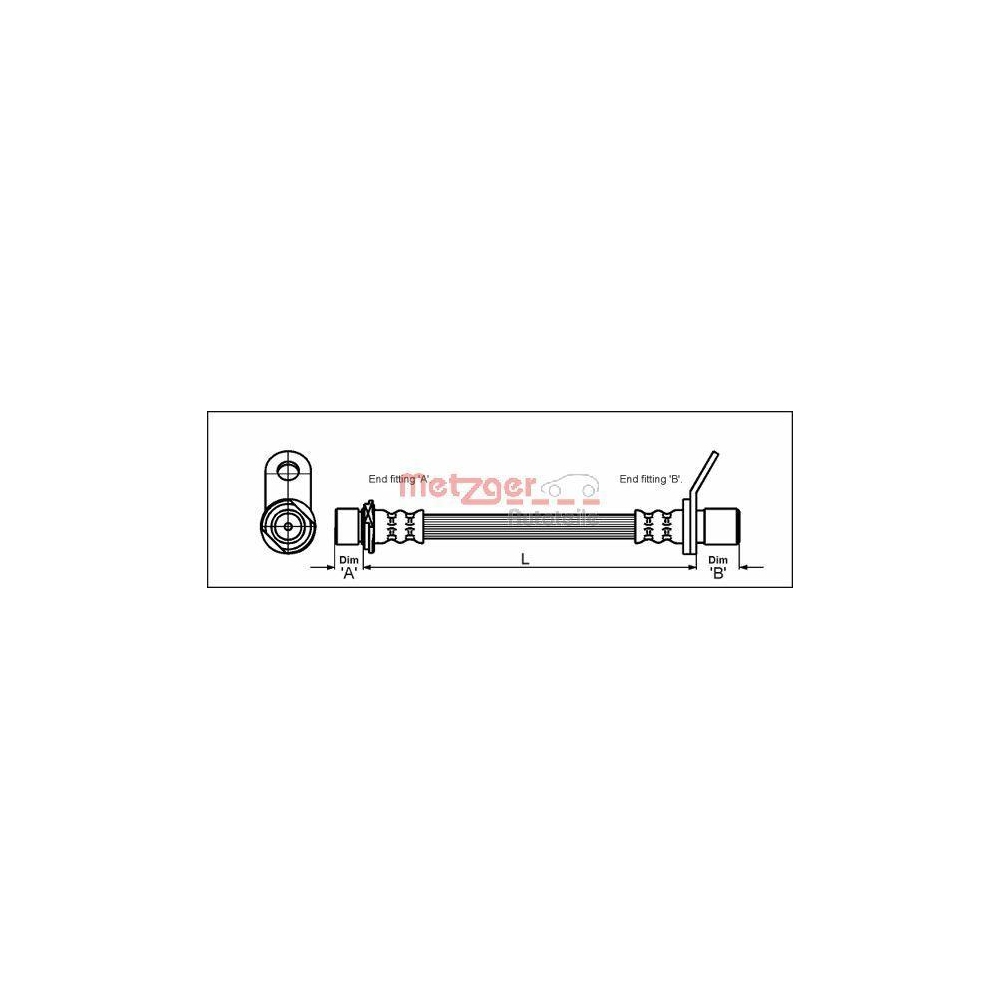 Bremsschlauch METZGER 4112171 für TOYOTA, Hinterachse links