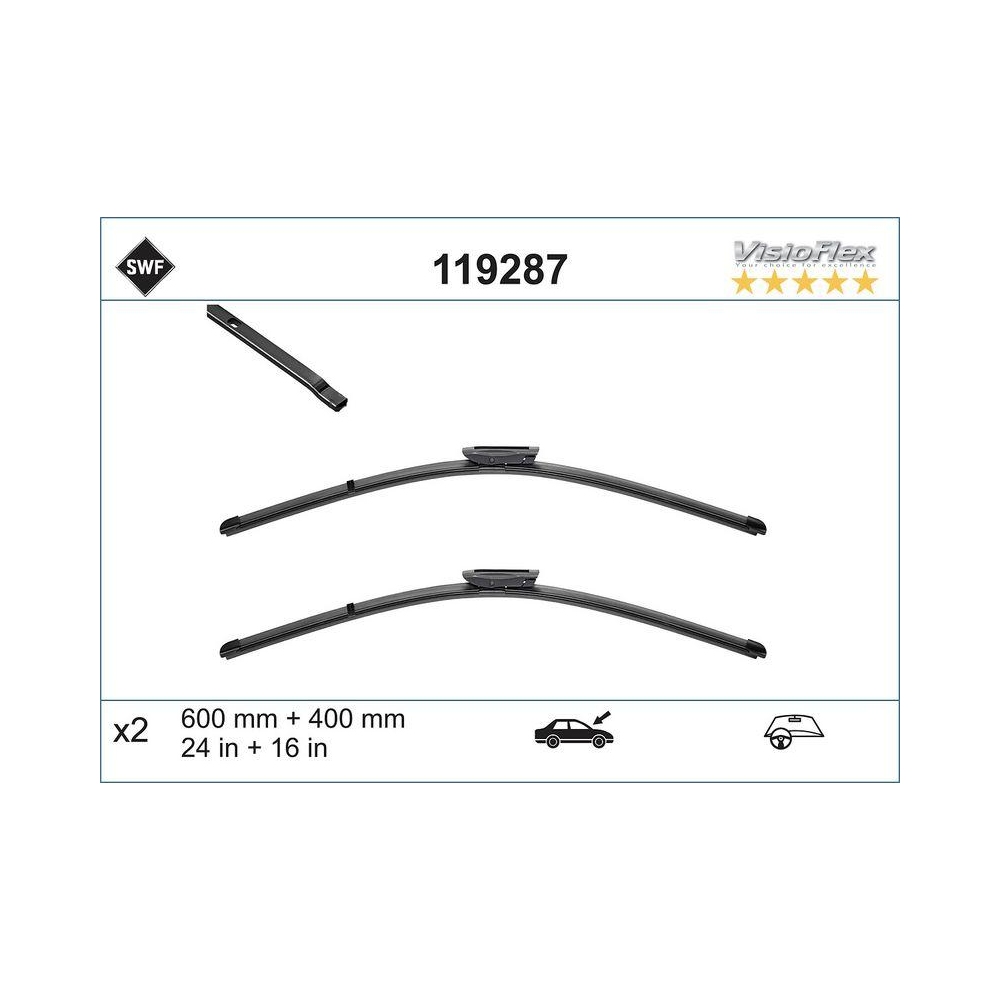 Wischblatt SWF 119287 ORIGINAL VISIOFLEX SET für CITROËN RENAULT DS, vorne