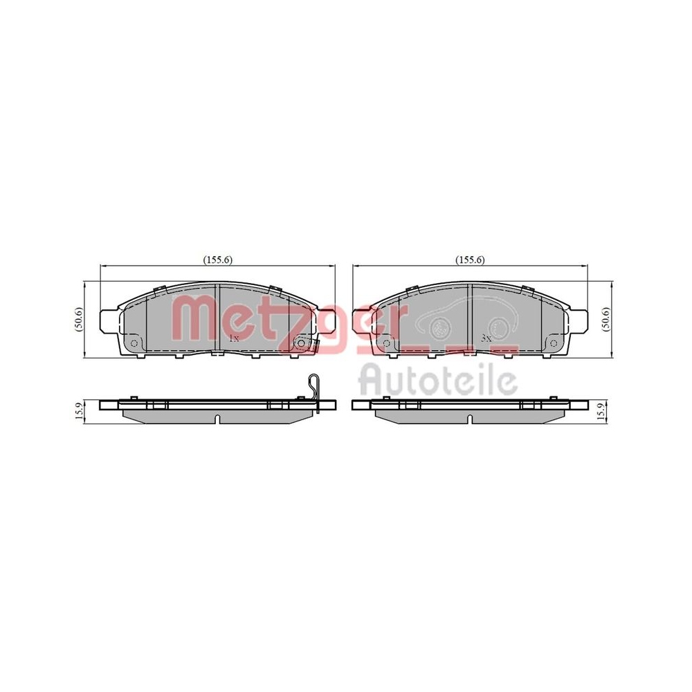 Bremsbelagsatz, Scheibenbremse METZGER 1170820 für MITSUBISHI NISSAN