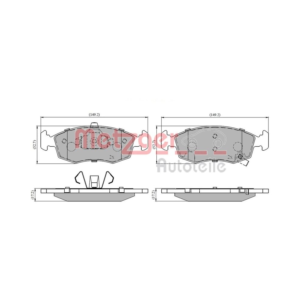 Bremsbelagsatz, Scheibenbremse METZGER 1170822 GREENPARTS für CHRYSLER FIAT