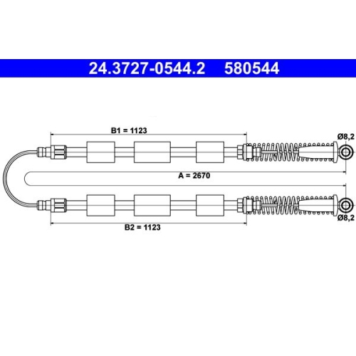 Seilzug, Feststellbremse ATE 24.3727-0544.2 für FIAT, hinten