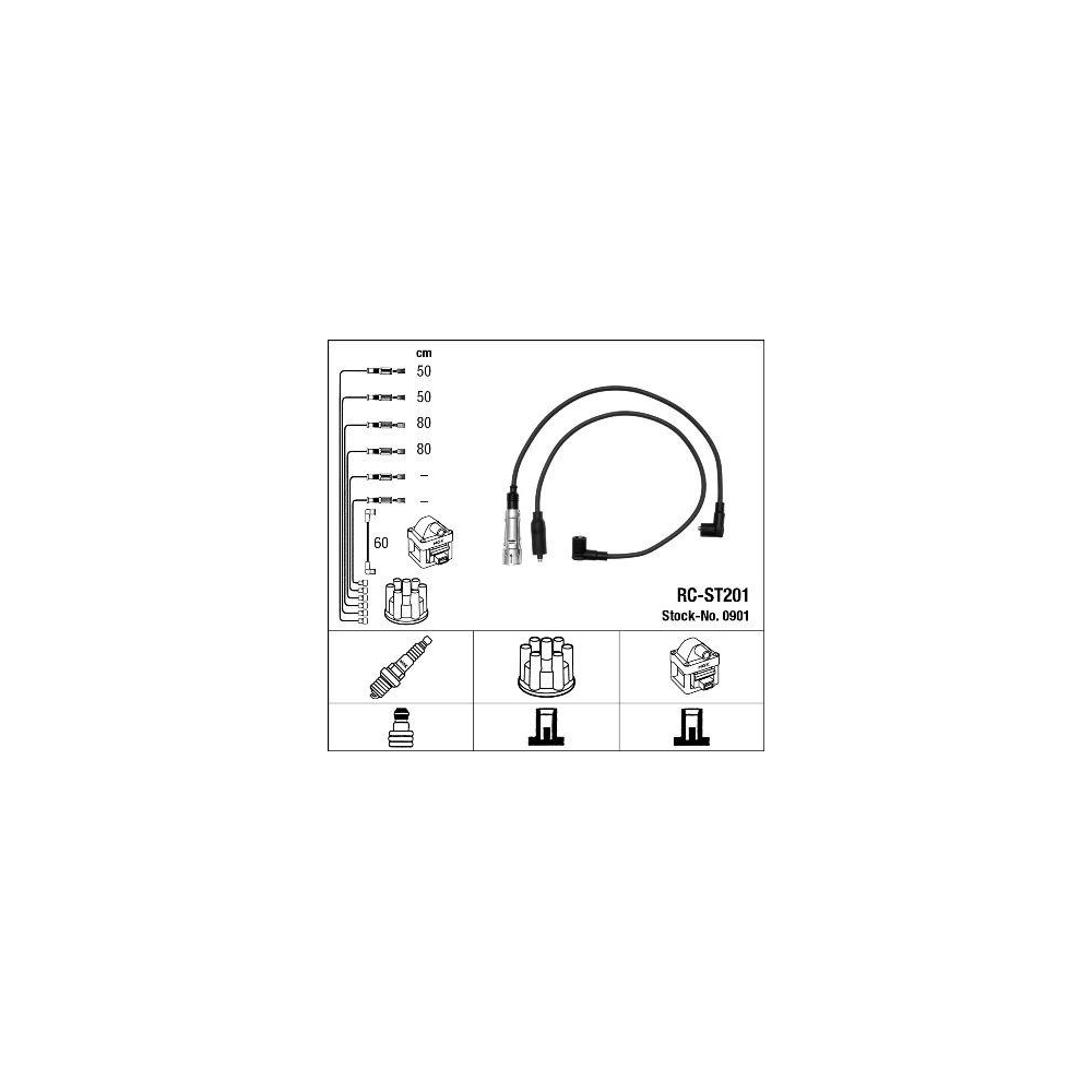 Zündleitungssatz NGK 0901 für, für Fahrzeuge mit Zündverteiler