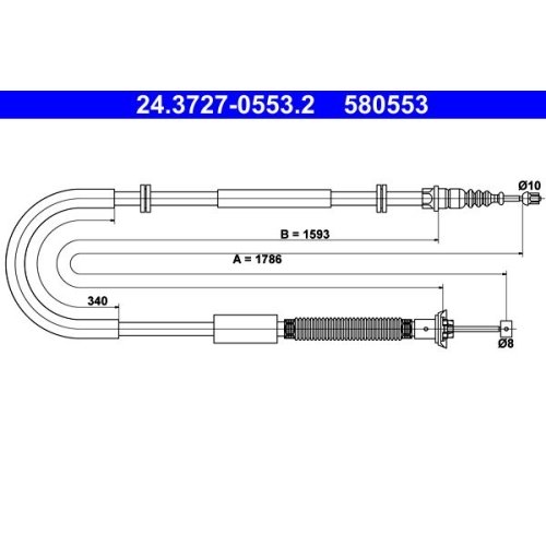 Seilzug, Feststellbremse ATE 24.3727-0553.2 für FIAT, hinten links