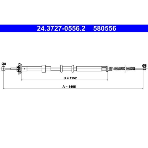 Seilzug, Feststellbremse ATE 24.3727-0556.2 für FIAT, hinten links