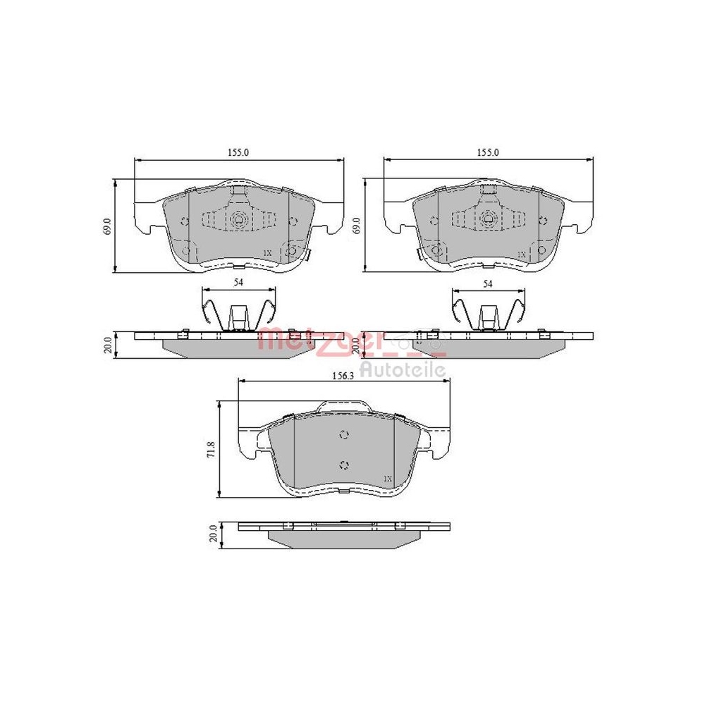 Bremsbelagsatz, Scheibenbremse METZGER 1170831 für FIAT, Vorderachse