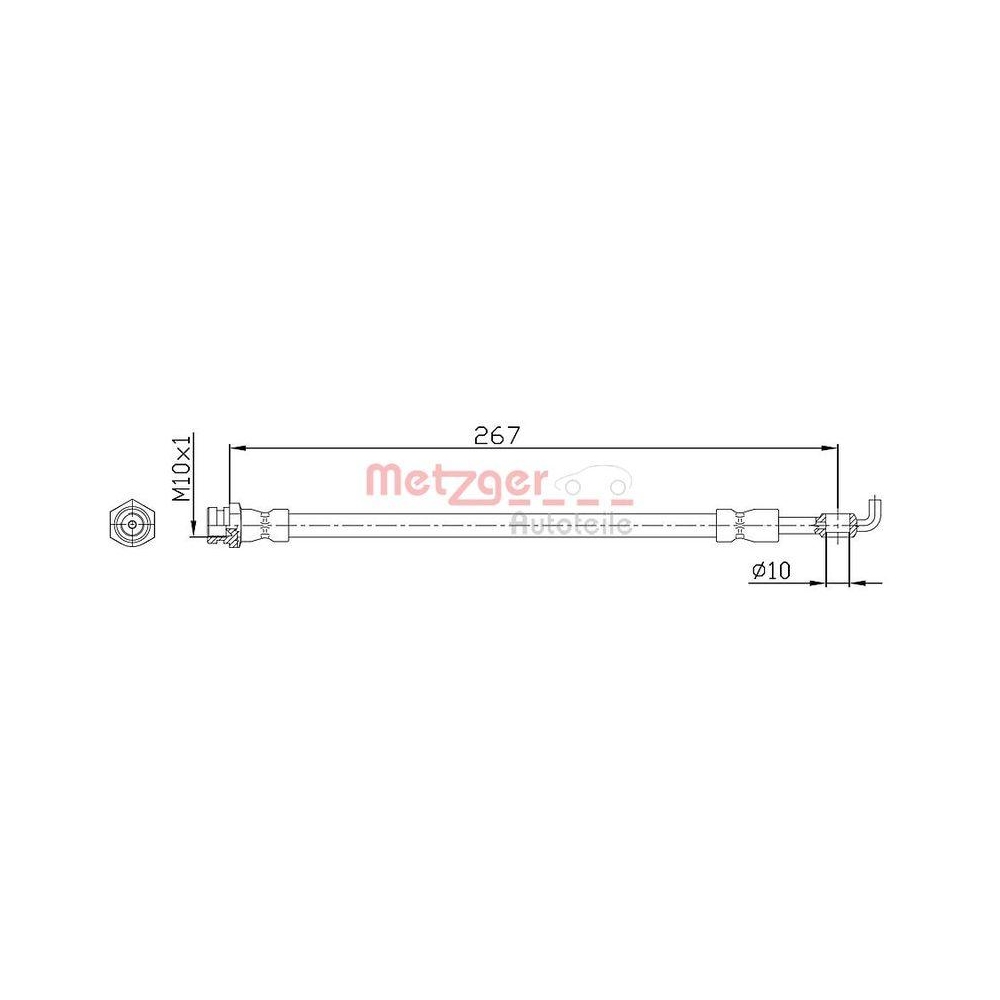 Bremsschlauch METZGER 4112230 für MAZDA, Hinterachse links, Hinterachse rechts