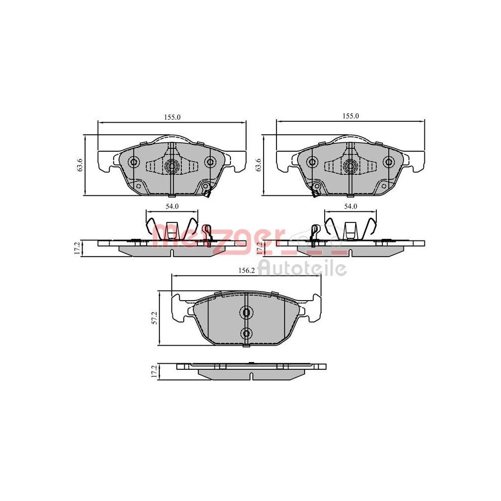 Bremsbelagsatz, Scheibenbremse METZGER 1170832 für HONDA, Vorderachse